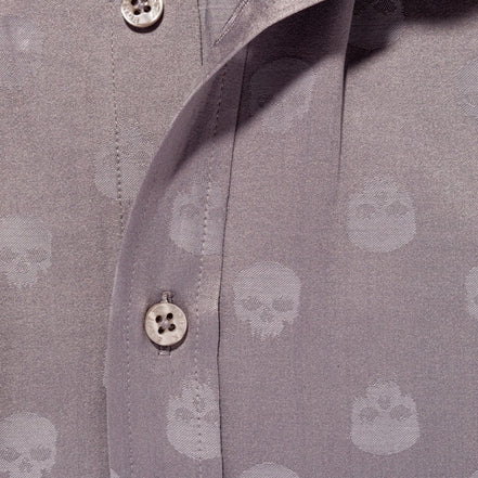Skull Jacquard Button Down Shirt - Grey Button Down Shirts Eight-X   