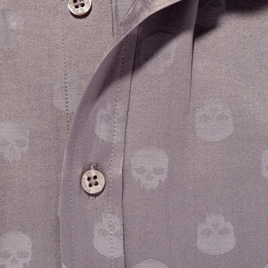 Skull Jacquard Button Down Shirt - Grey  Eight-X   