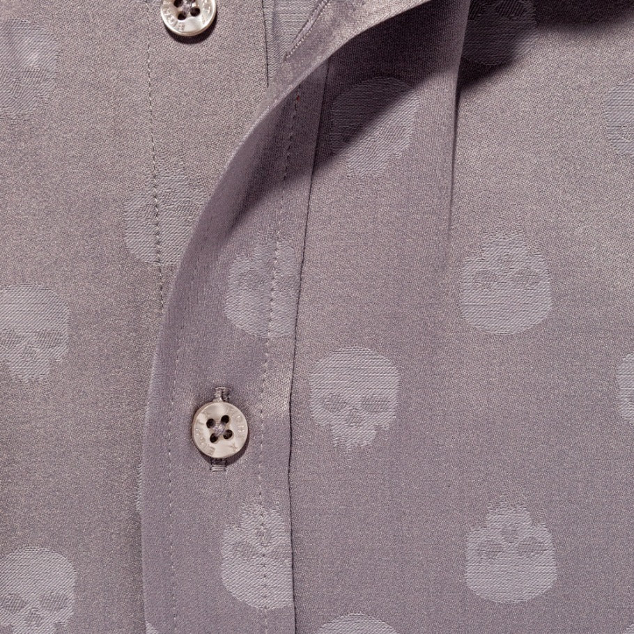 Skull Jacquard Button Down Shirt - Grey Button Down Shirts Eight-X   