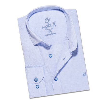 Seersucker Button Down Shirt - Blue Button Down Shirts Eight-X BLUE S 