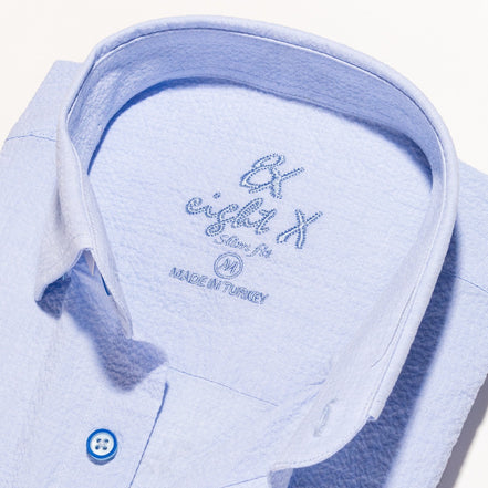 Seersucker Button Down Shirt - Blue Button Down Shirts Eight-X   