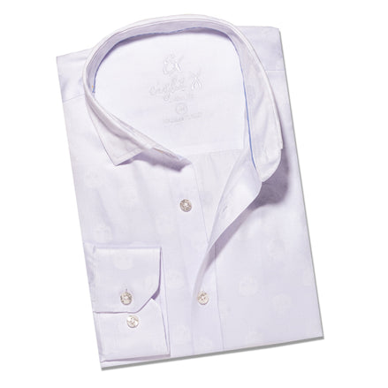 Skull Jacquard Button Down Shirt - White Button Down Shirts Eight-X WHITE S 