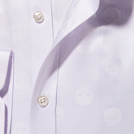 Skull Jacquard Button Down Shirt - White Button Down Shirts Eight-X   