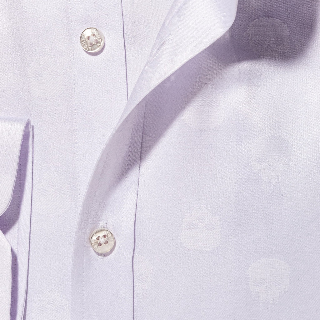 Skull Jacquard Button Down Shirt - White  Eight-X   