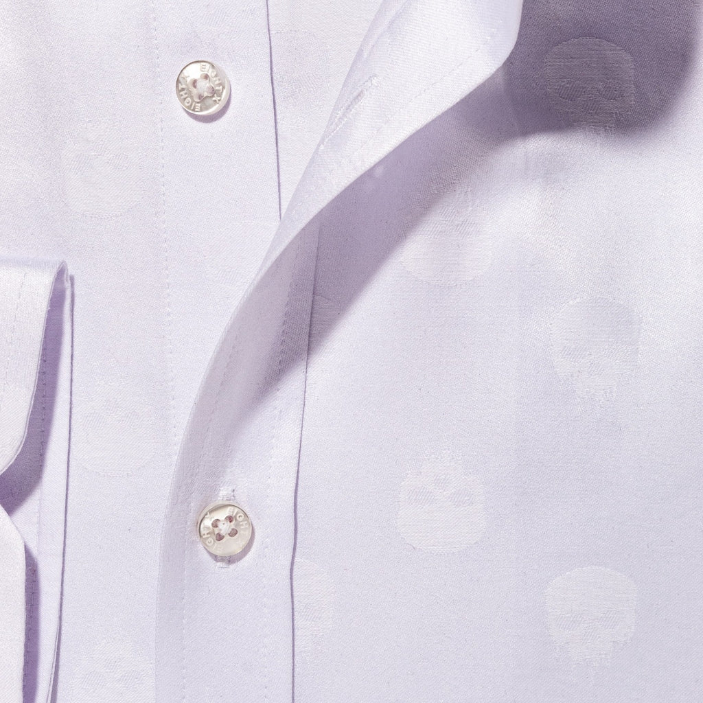 Skull Jacquard Button Down Shirt - White Button Down Shirts Eight-X   
