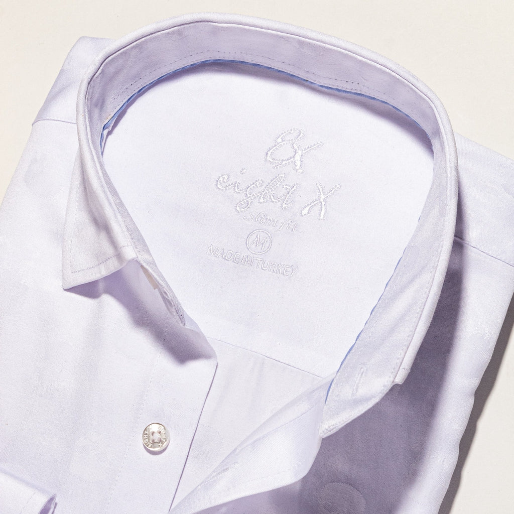 Skull Jacquard Button Down Shirt - White Button Down Shirts Eight-X   