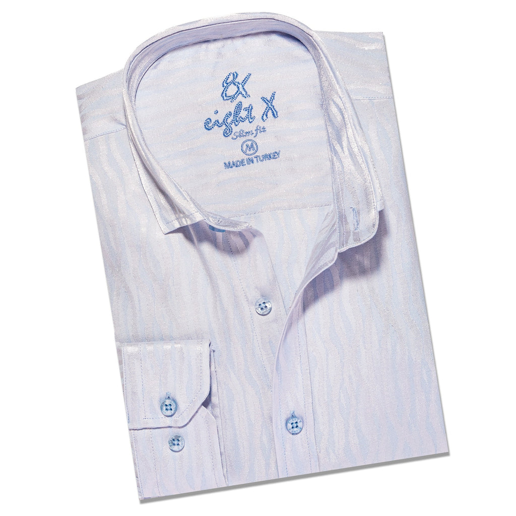 Hot Streak Jacquard Button Down Shirt - Blue Button Down Shirts Eight-X BLUE S 