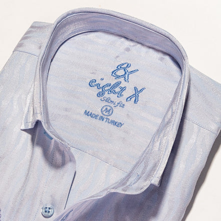 Hot Streak Jacquard Button Down Shirt - Blue Button Down Shirts Eight-X   