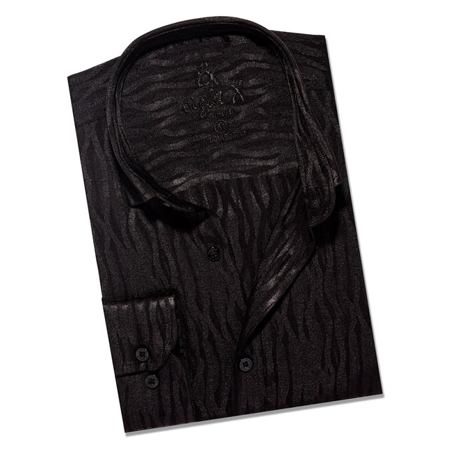 Hot Streak Jacquard Button Down Shirt - Black Button Down Shirts Eight-X BLACK S 