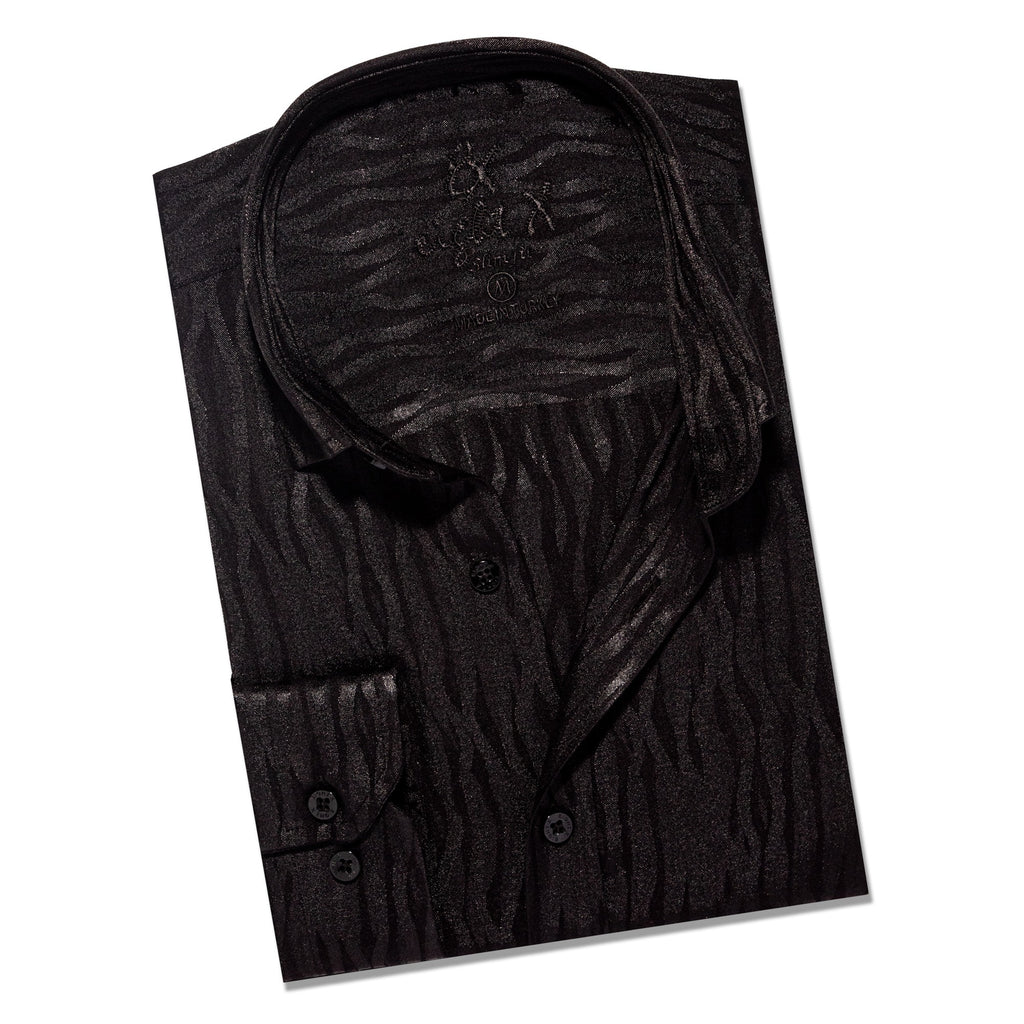 Hot Streak Jacquard Button Down Shirt - Black Button Down Shirts Eight-X BLACK S 