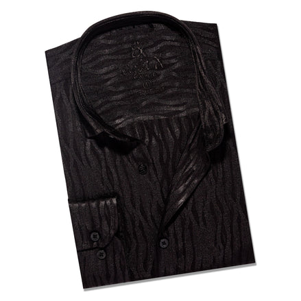 Hot Streak Jacquard Button Down Shirt - Black Button Down Shirts Eight-X BLACK S 