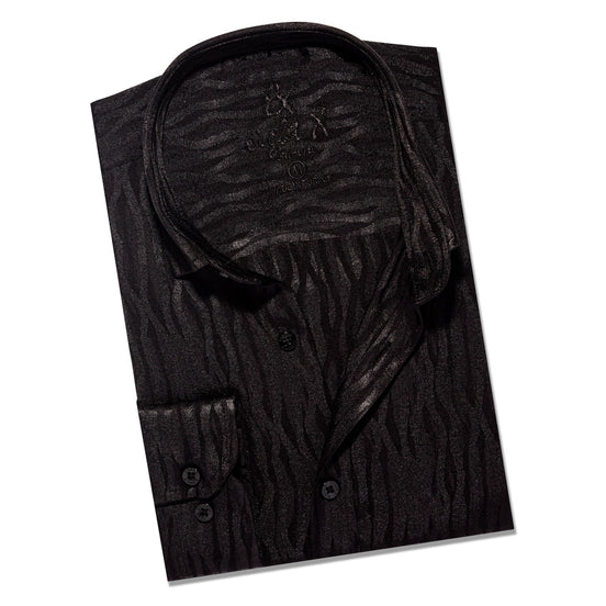 Hot Streak Jacquard Button Down Shirt - Black Button Down Shirts Eight-X BLACK S 