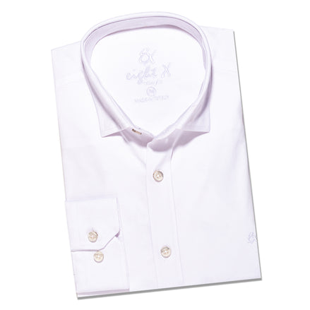 Solid Cotton Slim Fit Button Down Shirt - White Button Down Shirts Eight-X WHITE S 