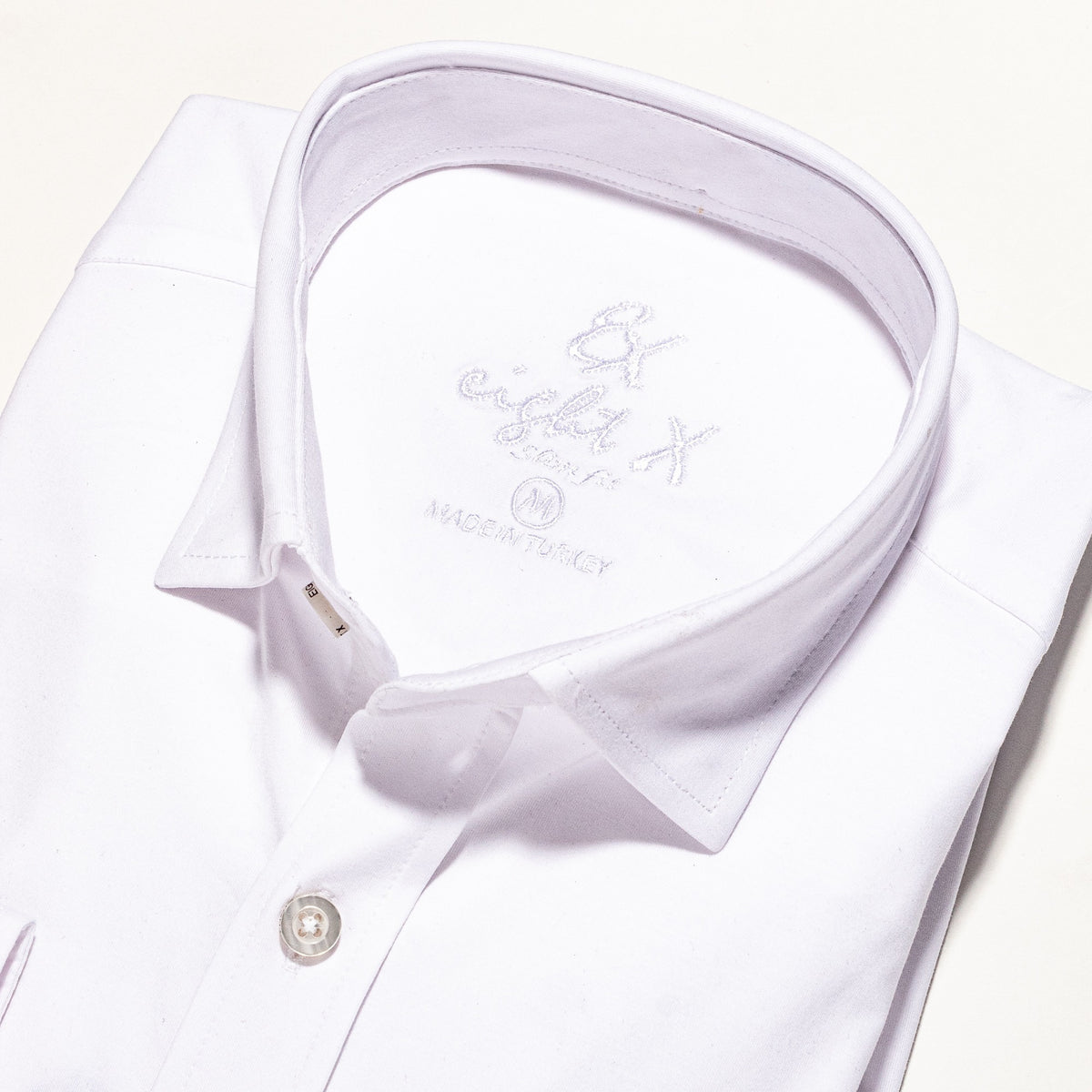 Solid Cotton Slim Fit Button Down Shirt - White Button Down Shirts Eight-X   