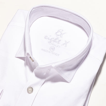 Solid Cotton Slim Fit Button Down Shirt - White Button Down Shirts Eight-X   