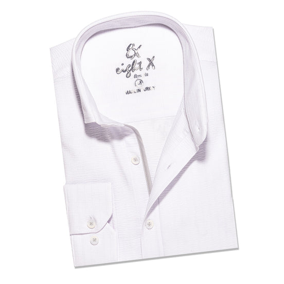 Piped Seersucker Button Down Shirt Button Down Shirts Eight-X WHITE S 