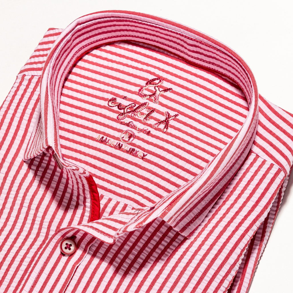 Striped Seersucker Button Down Shirt  Eight-X   