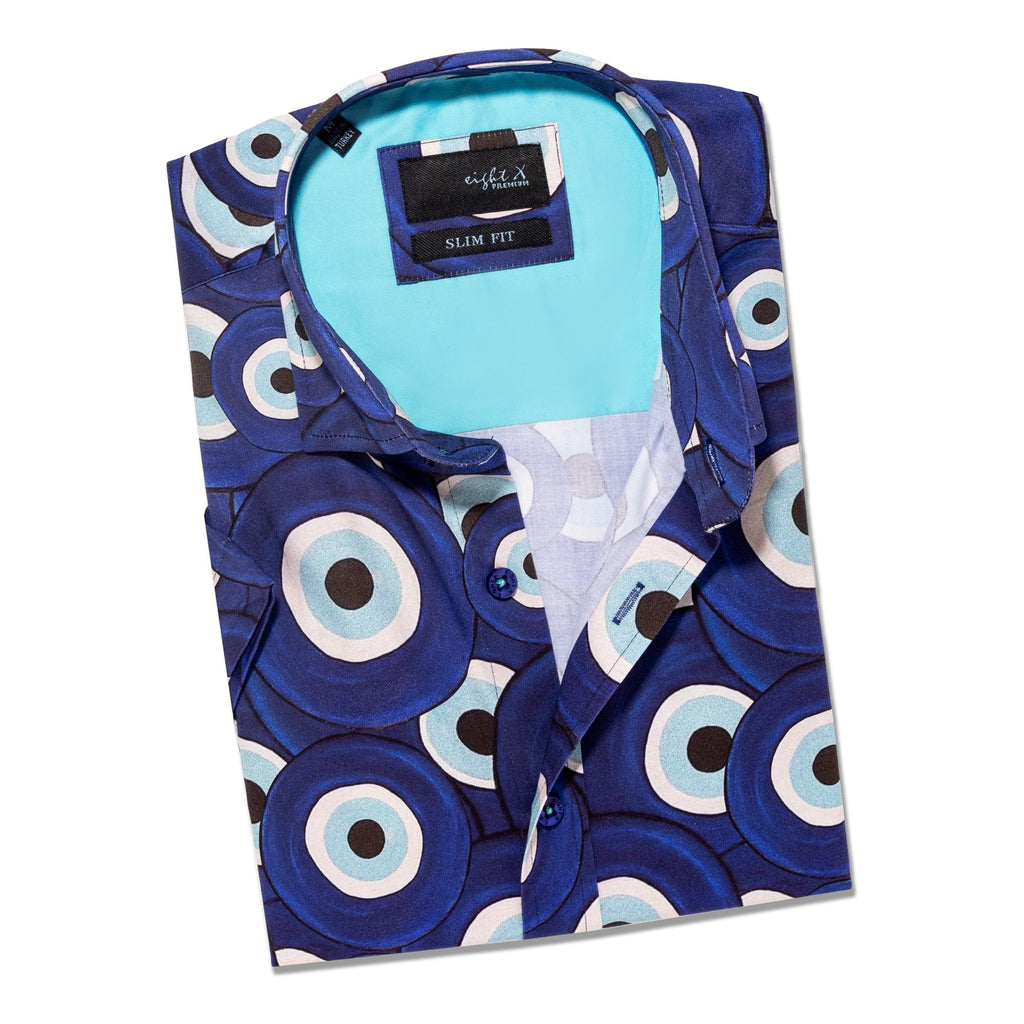 Evil Eye Short Sleeve Button Down Shirt  Eight-X   