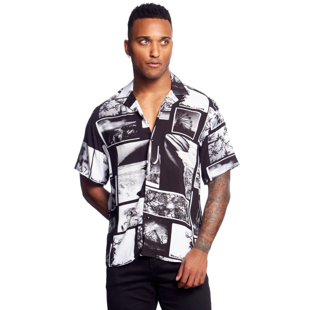 SAMO Relaxed Fit Short Sleeve Button Down Shirt  Eight-X MULTI S 