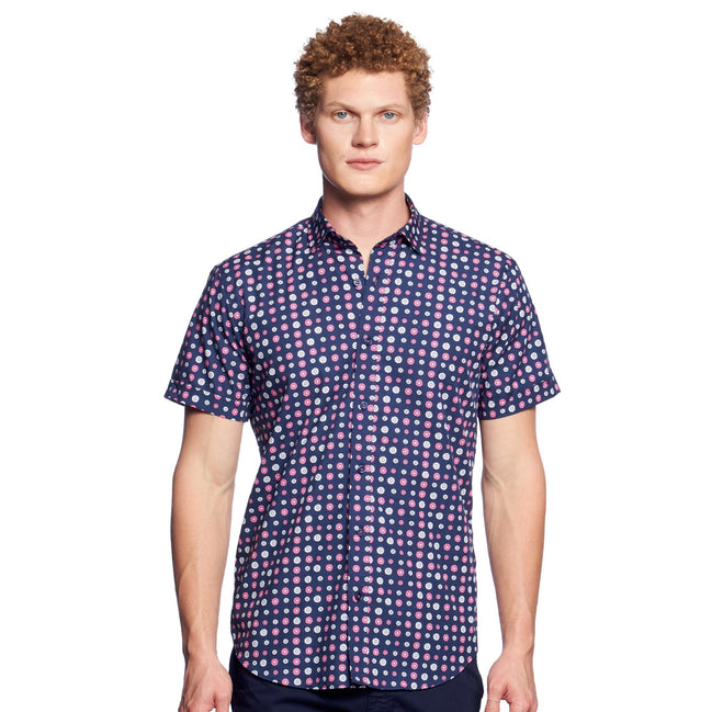 Flower Power Short Sleeve Button Down Shirt Button Down Shirts Eight-X NAVY S