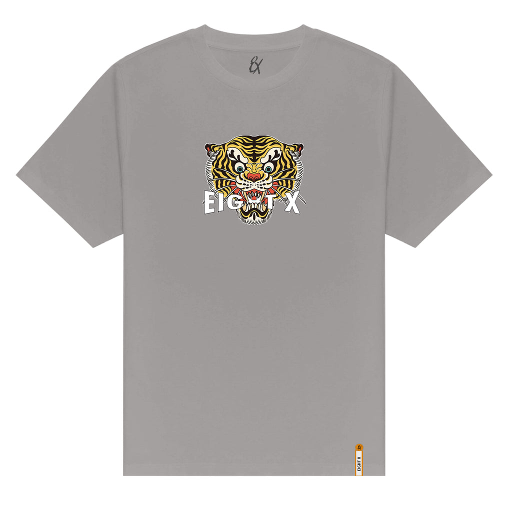 Feline Graphic T-Shirt - Grey Graphic T-Shirts Eight-X GREY S 