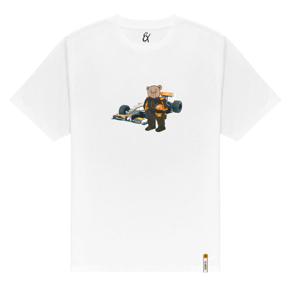 Bear Turismo Graphic T-Shirt - White Graphic T-Shirts Eight-X WHITE S 