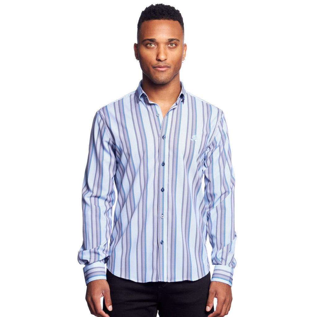 Blue Devil FROG Striped Button Down Shirt  Eight-X MULTI S 