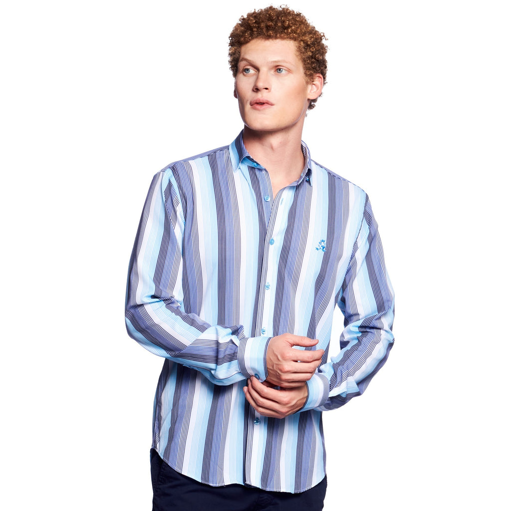 Arctic Ice FROG Striped Button Down Shirt Long Sleeve Button Down Eight-X MULTI S 