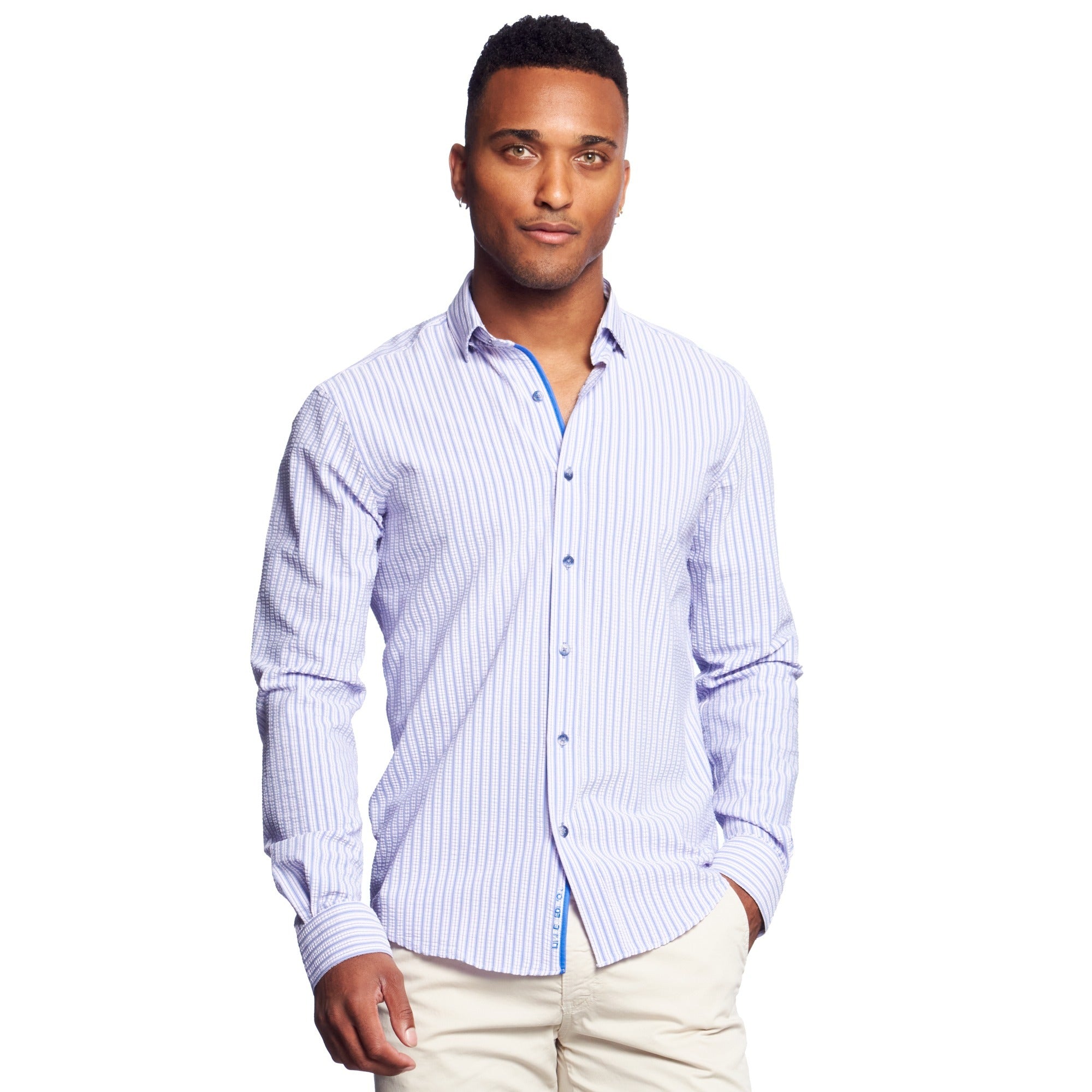 Extra Striped Seersucker Button Down Shirt Button Down Shirts Eight-X   