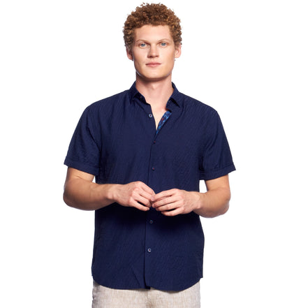 I Don't Know What To Call This Short Sleeve Button Down Shirt  Eight-X NAVY S 