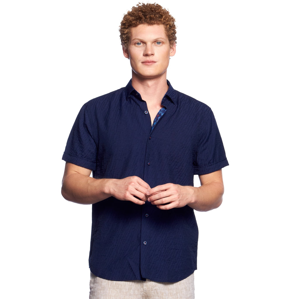 I Don't Know What To Call This Short Sleeve Button Down Shirt  Eight-X NAVY S 