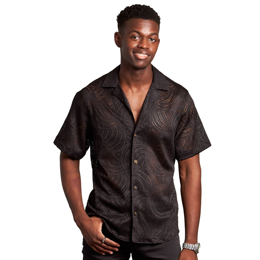 Mauritius Crochet Relaxed Fit Short Sleeve Shirt  Eight-X BLACK S 