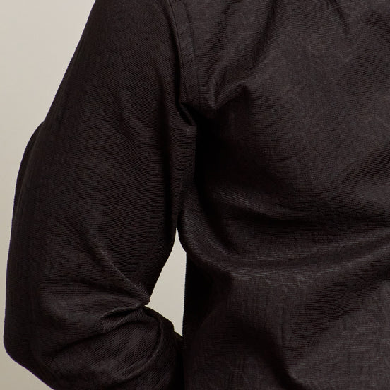 Floral Jacquard Slim Fit Button Down Shirt - Black  Eight-X   