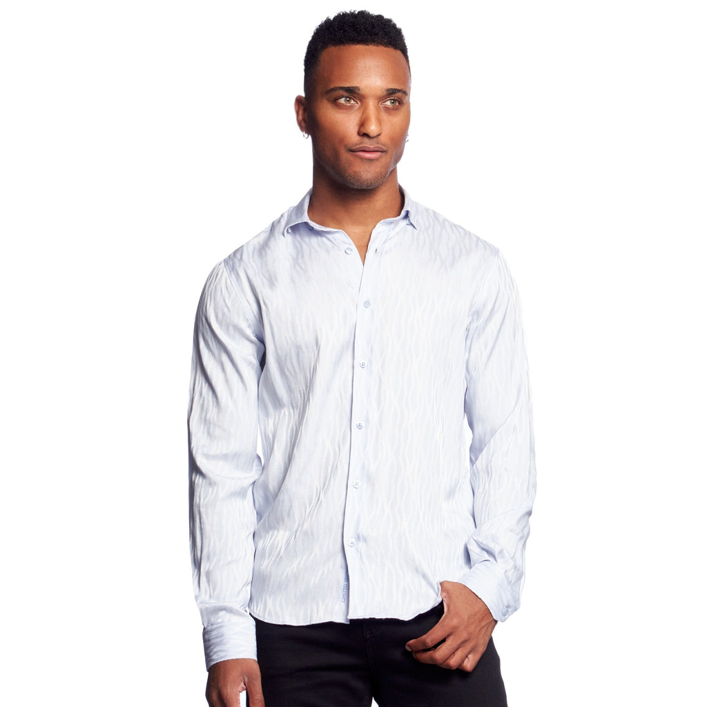 Hot Streak Jacquard Button Down Shirt - Blue  Eight-X BLUE S 