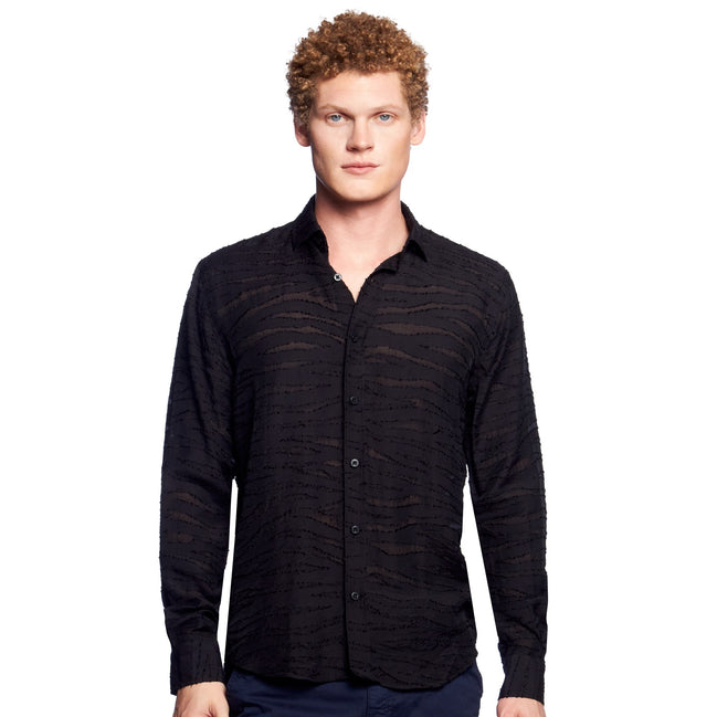 Scorcher Jacquard Button Down Shirt Button Down Shirts Eight-X BLACK S