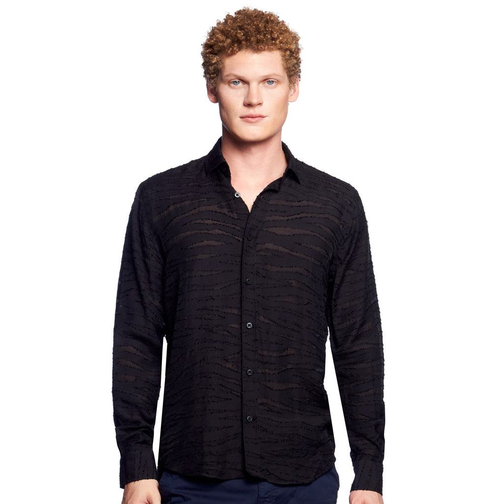 Scorcher Jacquard Button Down Shirt  Eight-X BLACK S 