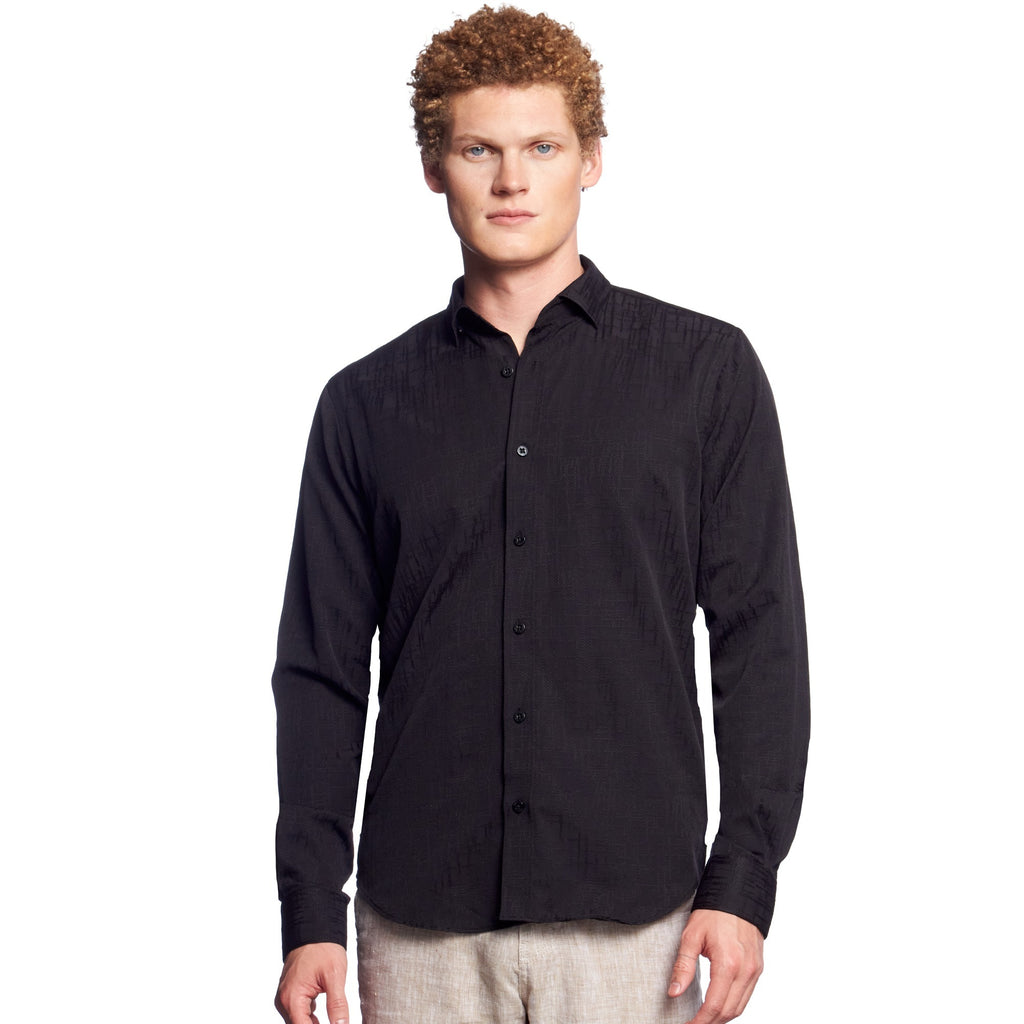 Off The Grid Jacquard Button Down Shirt  Eight-X BLACK S 