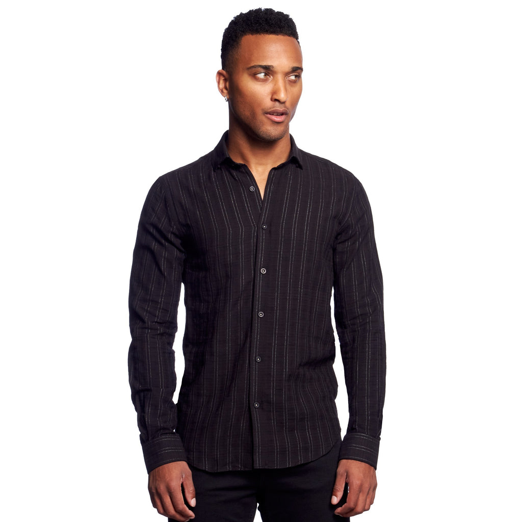 Royal Stitch Jacquard Button Down Shirt - Black  Eight-X BLACK S 