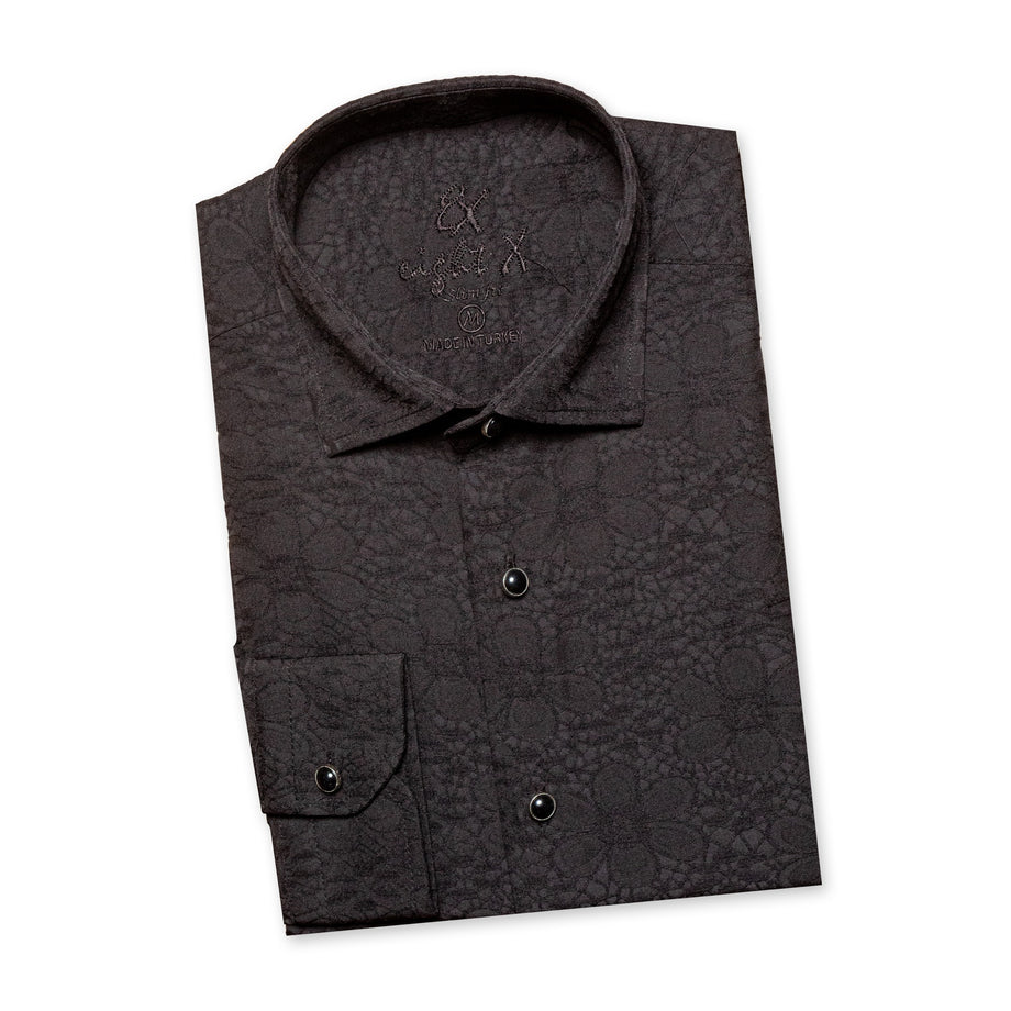 Floral Jacquard Special Edition Button Down Shirt - Black – Eight-X