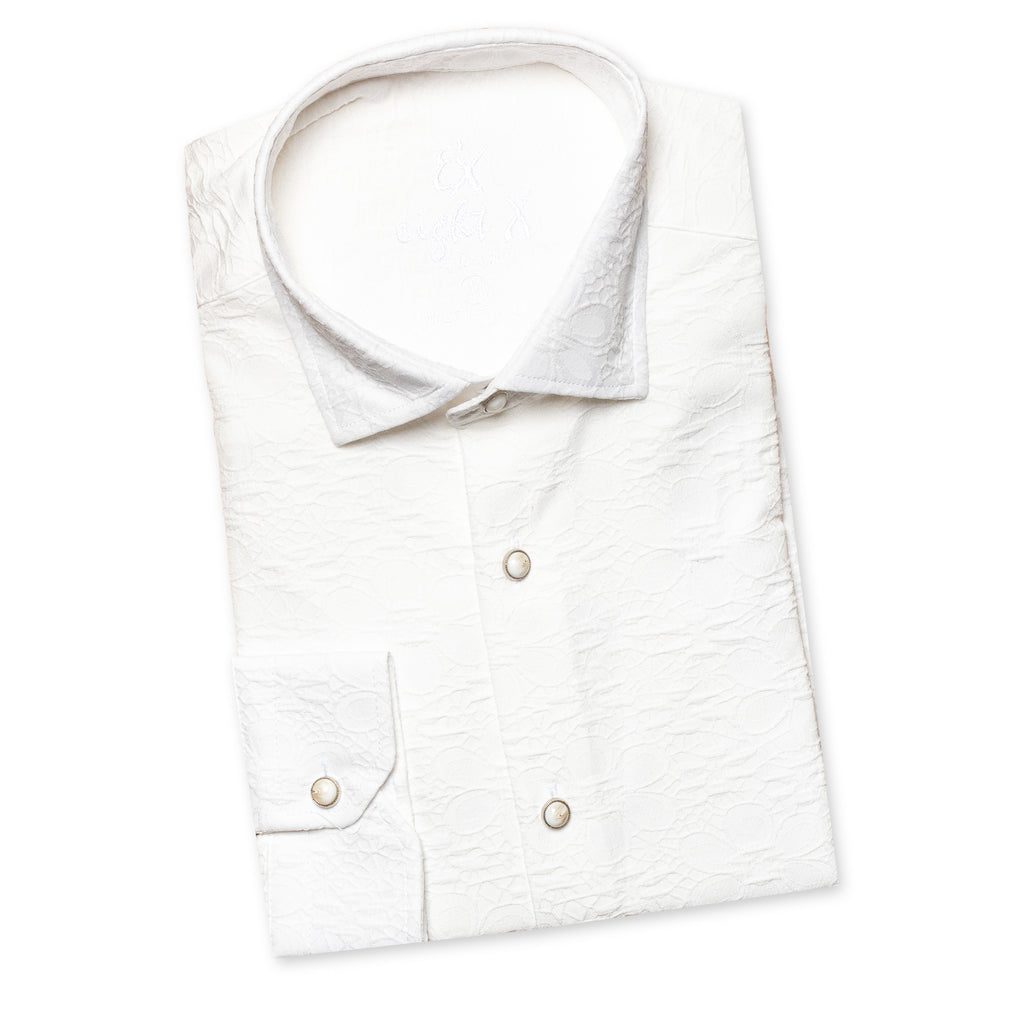 Floral Jacquard Special Edition Button Down Shirt - White Long Sleeve Button Down Eight-X   