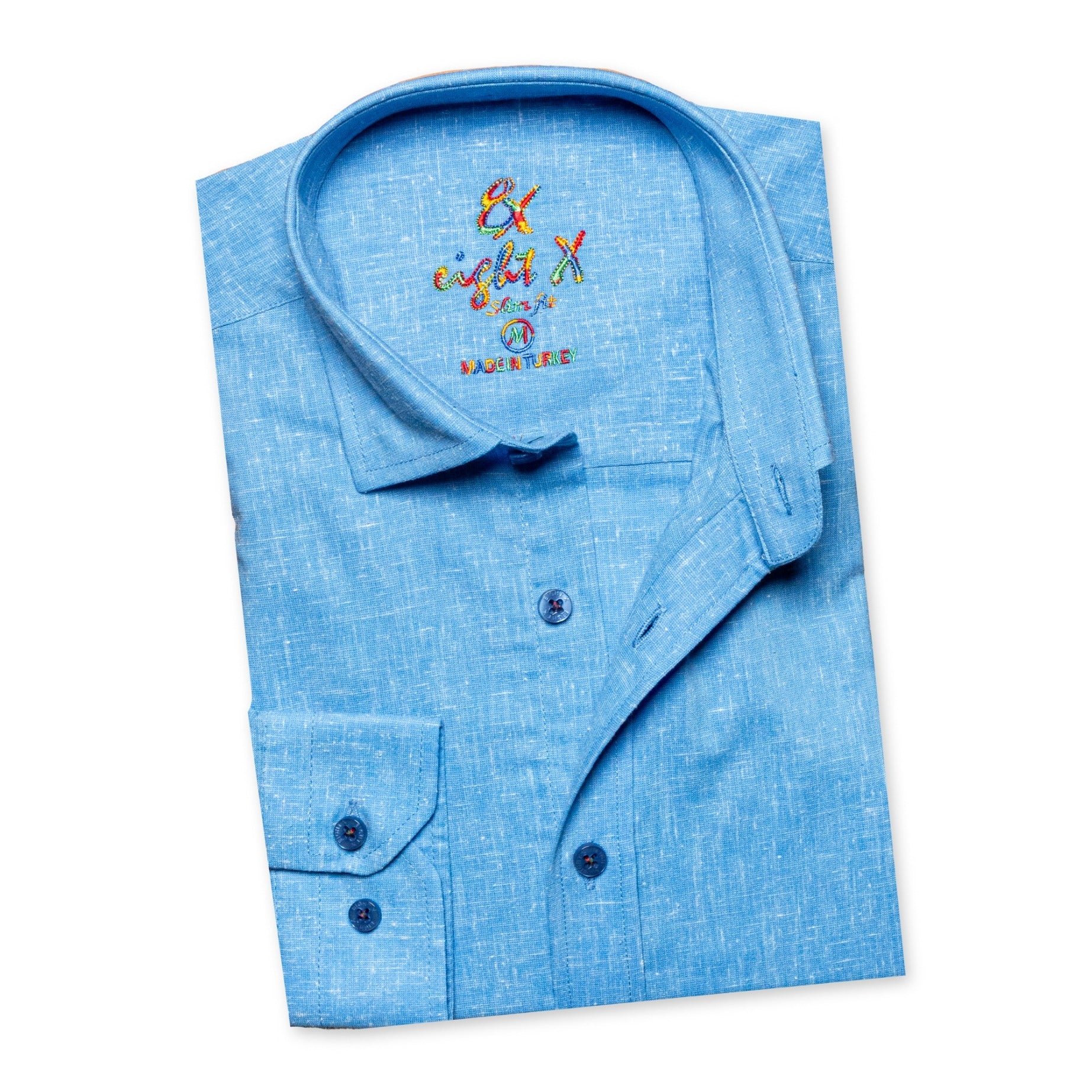 Bottle Shop Button Down Shirt - Blue Long Sleeve Button Down Eight-X   