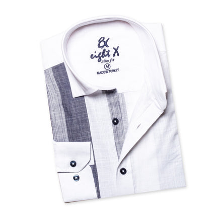 Naturally Striped Remix Long Sleeve Button Down Shirt - Navy Long Sleeve Button Down Eight-X   