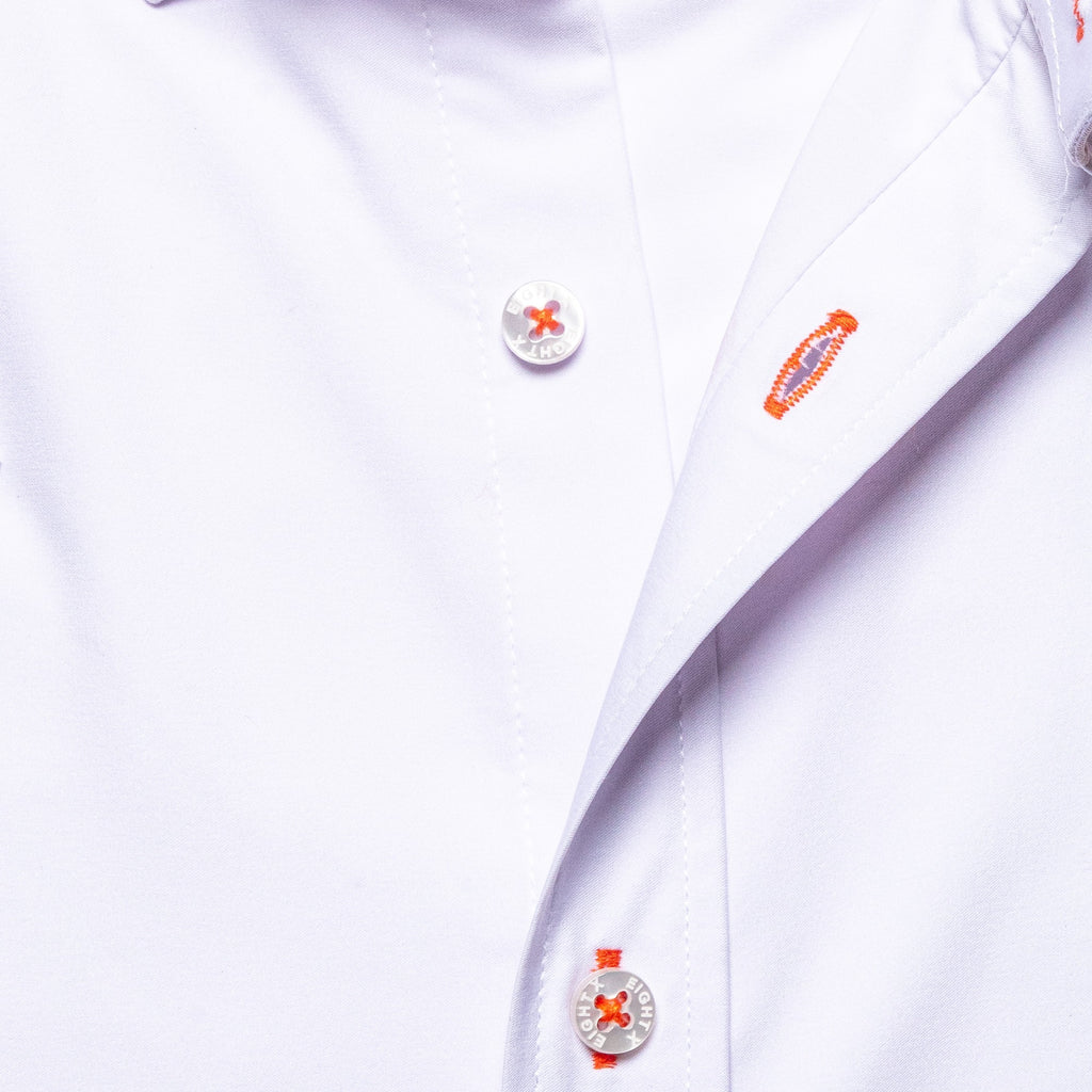 Bar Snack Stretch Short Sleeve Button Down Shirt - White Short Sleeve Button Down Eight-X   