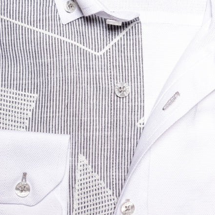 Contact Embroidered Button Down Shirt - White  Eight-X   