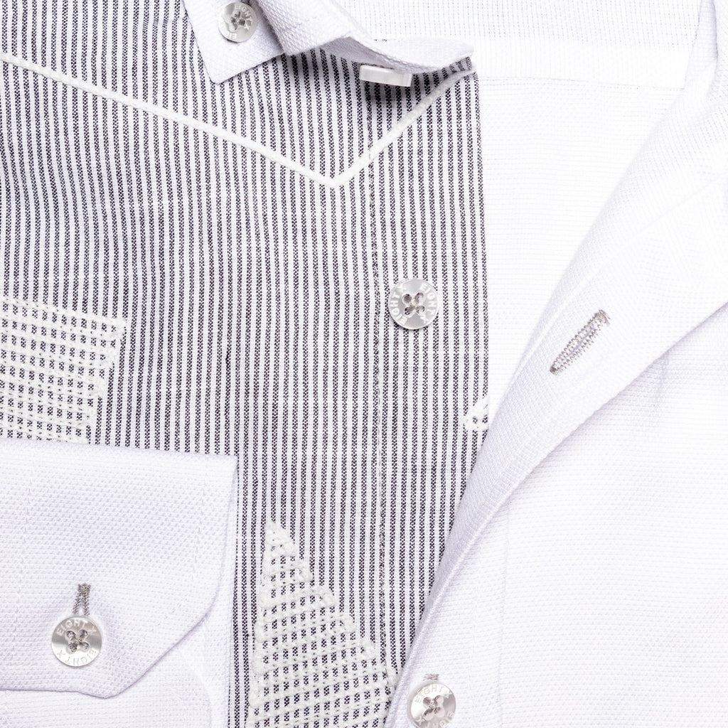Contact Embroidered Button Down Shirt - White  Eight-X   