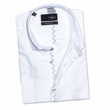 Paisley DNA Embroidered Jacquard Short Sleeve Shirt  Eight-X   