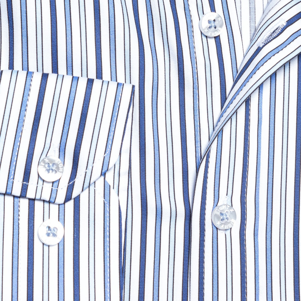 Shades of Blue Striped Cotton Button Down Shirt  Eight-X   