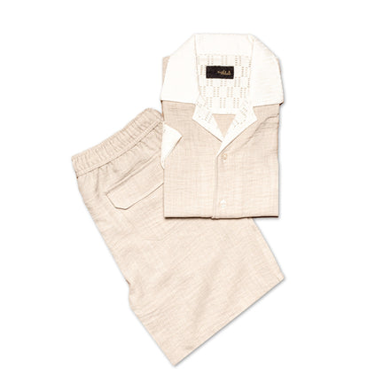Wet Sand Short Sleeve Shirt + Shorts Matching Set  Eight-X   