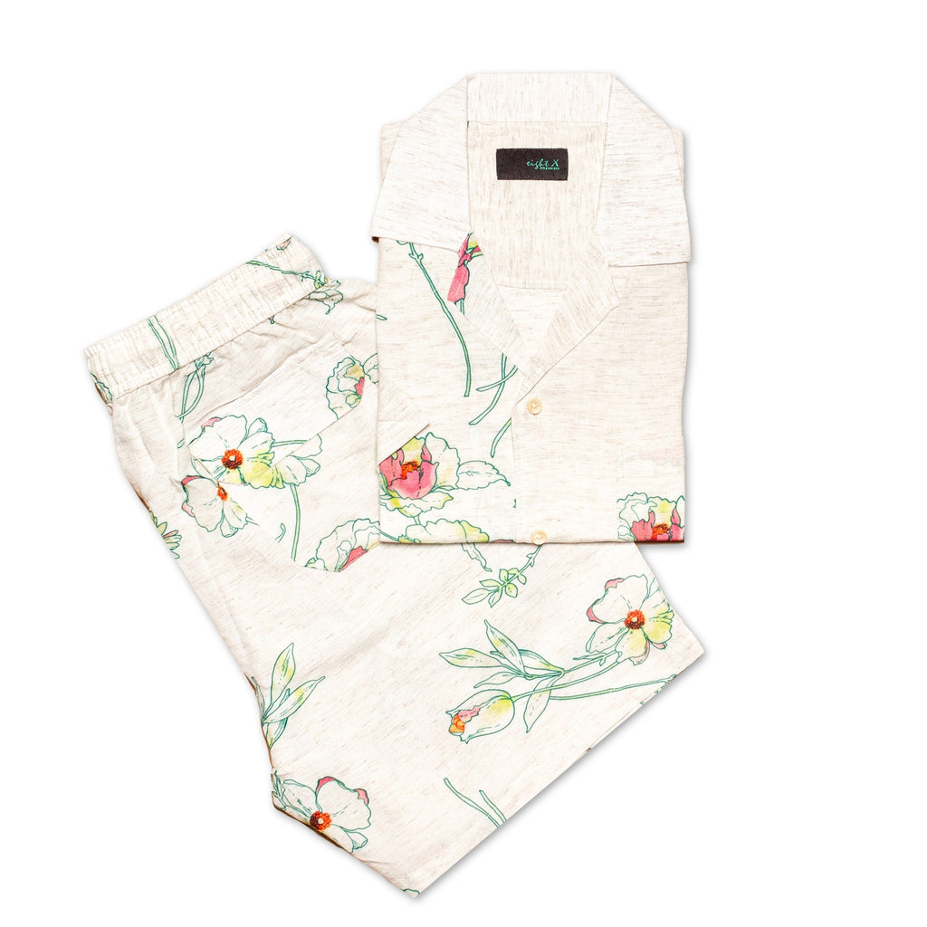 Pretty Petals Relaxed Fit Viscose Short Sleeve Shirt + Shorts Matching Set Sets Eight-X   