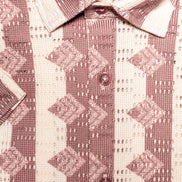Rhombus + Stripe Crochet Short Sleeve Shirt - Clay Short Sleeve Shirts Eight-X   